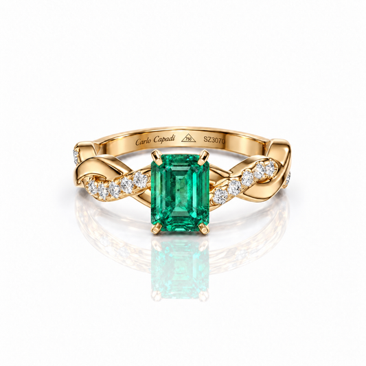 Anillo De Compromiso Twist Esmeralda