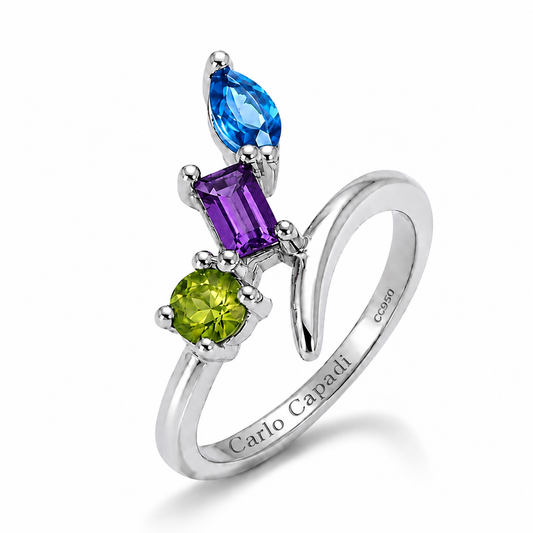 Anillo TriAmuleto de cristales